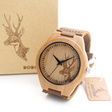 BOBO BIRD Bamboo Quartz Watch with 42mm Face, Leather Strap, and Gift Box