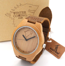 BOBO BIRD Bamboo Quartz Watch with 42mm Face, Leather Strap, and Gift Box