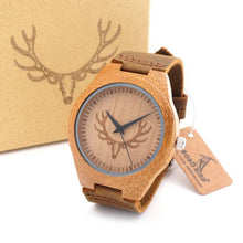 BOBO BIRD Bamboo Quartz Watch with 42mm Face, Leather Strap, and Gift Box
