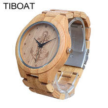 TIBOAT Bamboo Quartz Watch with 44mm Anchor Face
