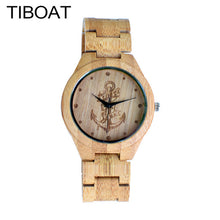 TIBOAT Bamboo Quartz Watch with 44mm Anchor Face